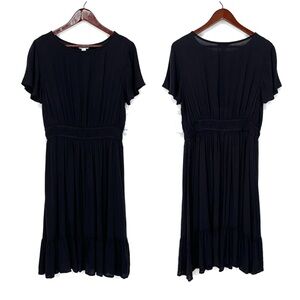 Croft & Barrow Mineral Black Stretchable Short Sleeve Flowy Dress New Nwt